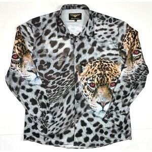 Premiere Shirt Mens 4XL Leopard Print Long Sleeve Button Down